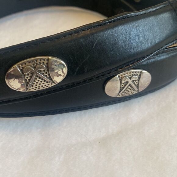 AML 3000 Top Grain Oil Tan Leather Black Golf Belt 36 - Picture 2 of 7